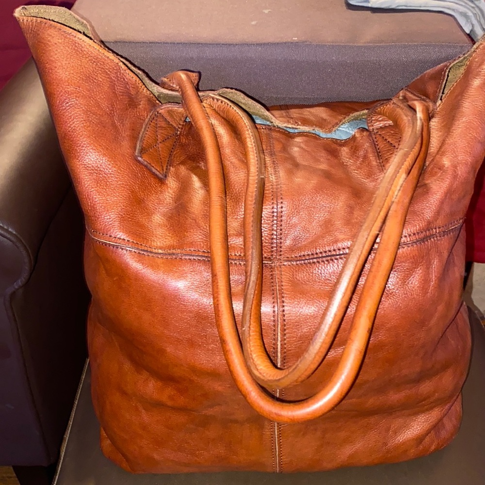 Handmade genuine leather tote bag